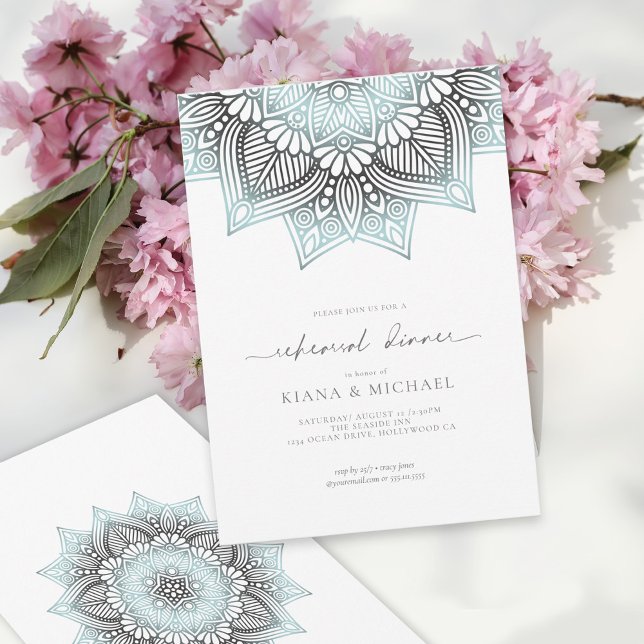 Invitation Dîner de répétition Mandala Lace Rev Lt. Blue ID96 (Créateur téléchargé)