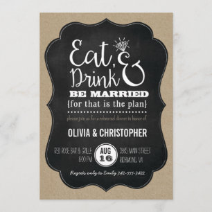 Invitation Dîner de répétition, manger et être marié Invitati