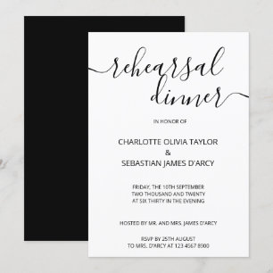 Invitation Dîner de répétition manuscrit de typographie