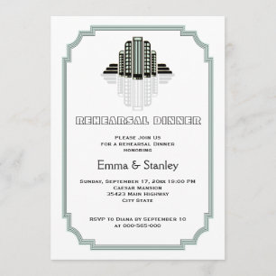 Invitation Dîner de répétition mariage Art Déco
