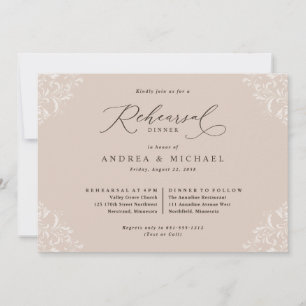 Invitation Dîner de répétition Mariage au champagne élégant