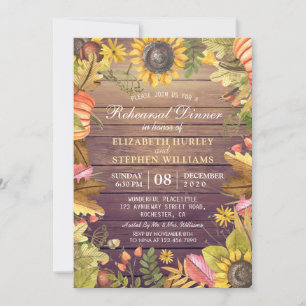 Invitation Dîner de répétition mariage Automne Quitte Citroui