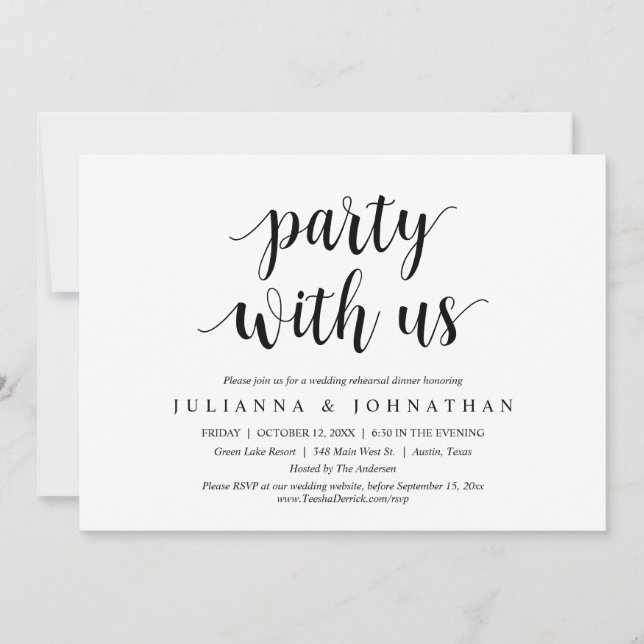 Invitation Dîner de répétition mariage avec nous (Devant)