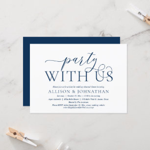 Invitation Dîner de répétition mariage avec nous, bleu marine