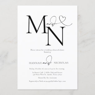 Invitation Dîner de répétition Mariage blanc Duogramme