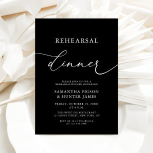 Invitation Dîner de répétition Mariage blanc et noir