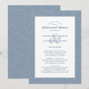 Invitation Dîner de répétition Mariage bleu-blanc moderne