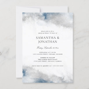 Invitation Dîner de répétition Mariage bleu et gris