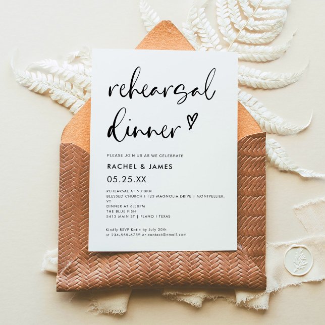 Invitation Dîner de répétition Mariage Boho moderne (Créateur téléchargé)