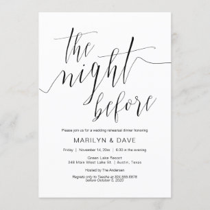 Invitation Dîner de répétition Mariage, calligraphie noire si