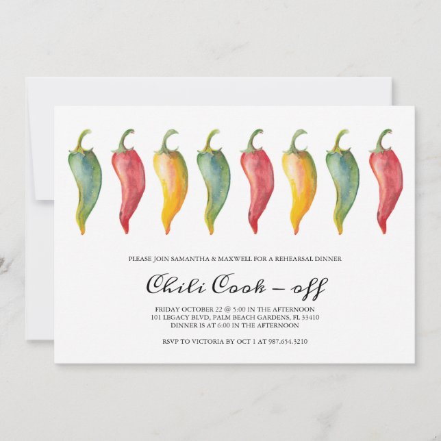 Invitation Dîner de répétition Mariage Chili Pepper Invitatio (Devant)