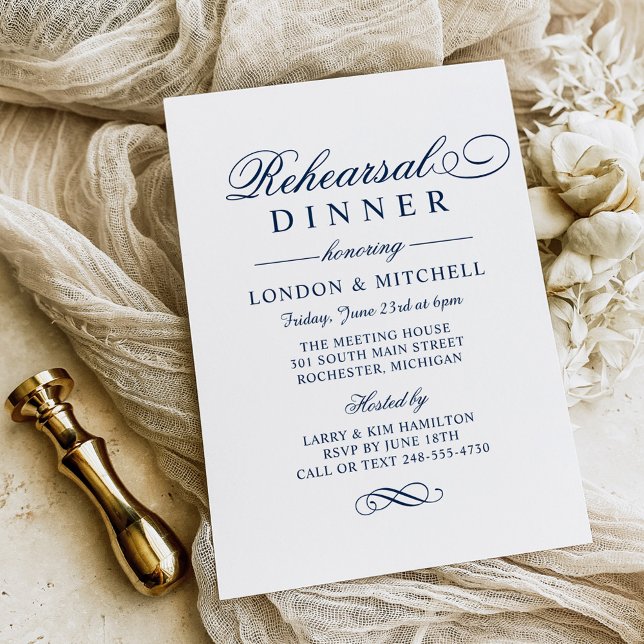 Invitation Dîner de répétition Mariage classique élégant (Créateur téléchargé)