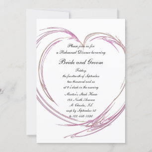 Invitation Dîner de répétition Mariage Coeur rose