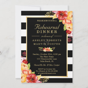 Invitation Dîner de répétition mariage de automne Gold Floral