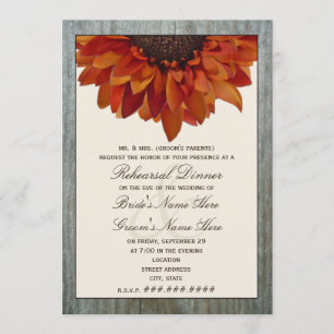 Invitation Dîner de répétition Mariage de automne - tournesol