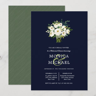 Invitation Dîner de répétition Mariage de bouquet bleu fleur