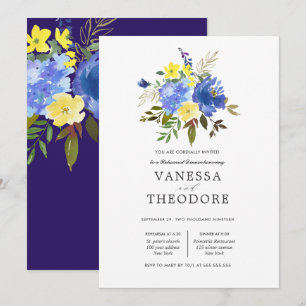 Invitation Dîner de répétition Mariage de bouquet jaune et bl
