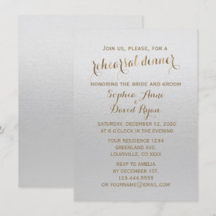 Invitation Dîner de répétition Mariage de Charme Gold Foil