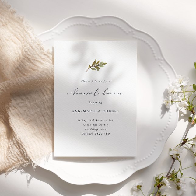 Invitation Dîner de répétition Mariage de la branche d'olivie (Créateur téléchargé)