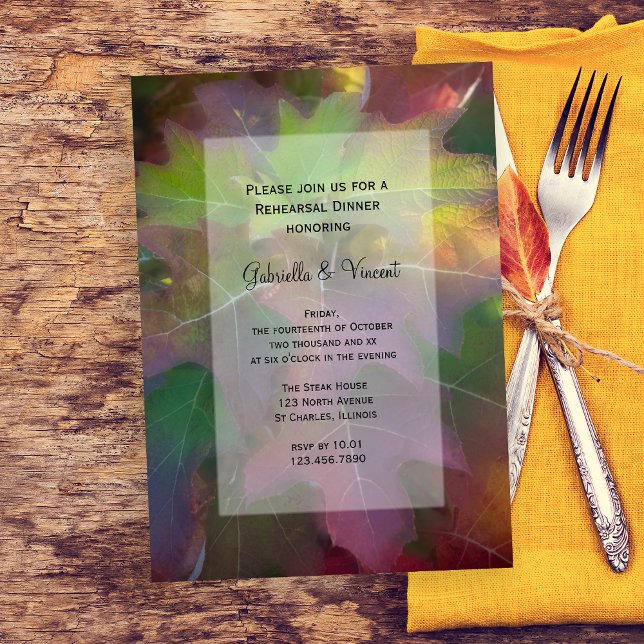 Invitation Dîner de répétition Mariage de la feuille de chêne (Fall in Love with this natural woodsy Wedding Rehearsal Dinner Invitation.)