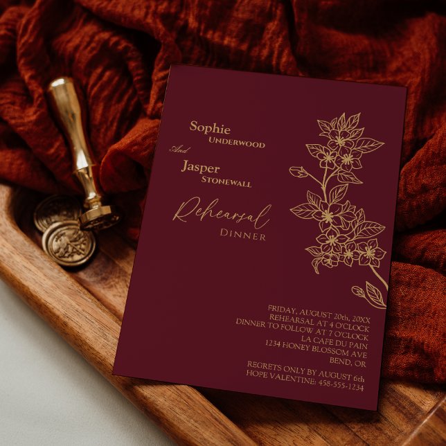 Invitation Dîner de répétition Mariage de la florale d'or de  (Créateur téléchargé)