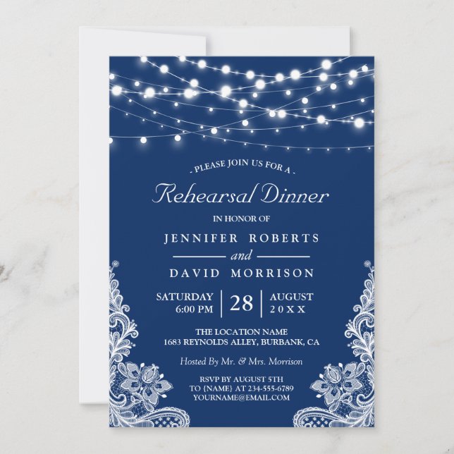 Invitation Dîner de répétition Mariage de la Marine (Devant)