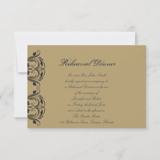 Invitation Dîner de répétition Mariage de la marine et de la  (Devant)