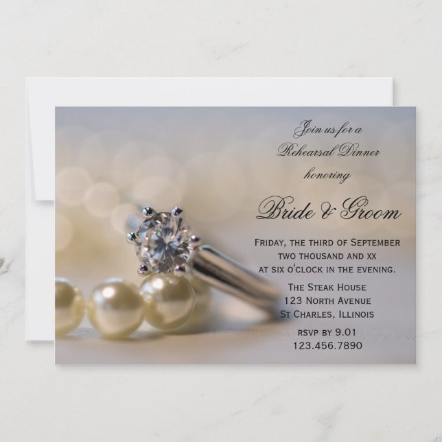 Invitation Dîner de répétition Mariage de l'anneau de diamant (Devant)