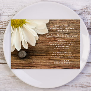 Invitation Dîner de répétition Mariage de marguerite blanche 