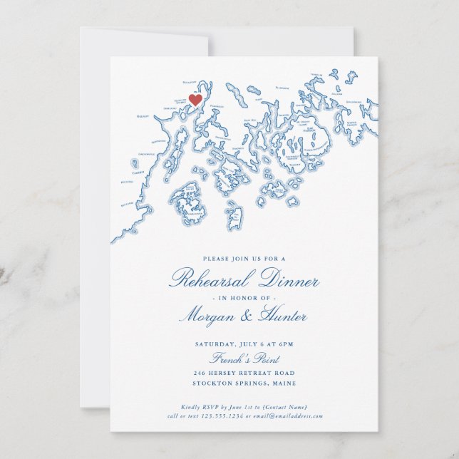 Invitation Dîner de répétition Mariage de Point Maine (Devant)