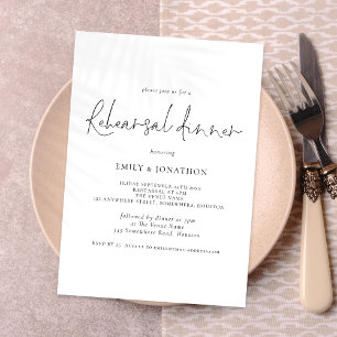 Invitation Dîner de répétition Mariage de script moderne