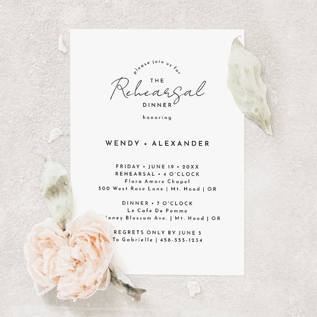 Invitation Dîner de répétition Mariage de script moderne blan (Créateur téléchargé)