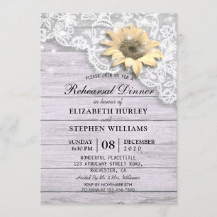 Invitation Dîner de répétition mariage dentelle tournesol boi