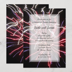 Invitation Dîner de répétition Mariage d'été Fireworks