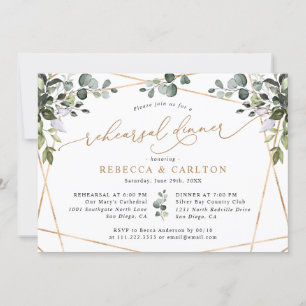 Invitation Dîner de répétition Mariage d'or Eucalyptus Green
