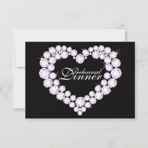 Invitation Dîner de répétition mariage du coeur de diamant mo