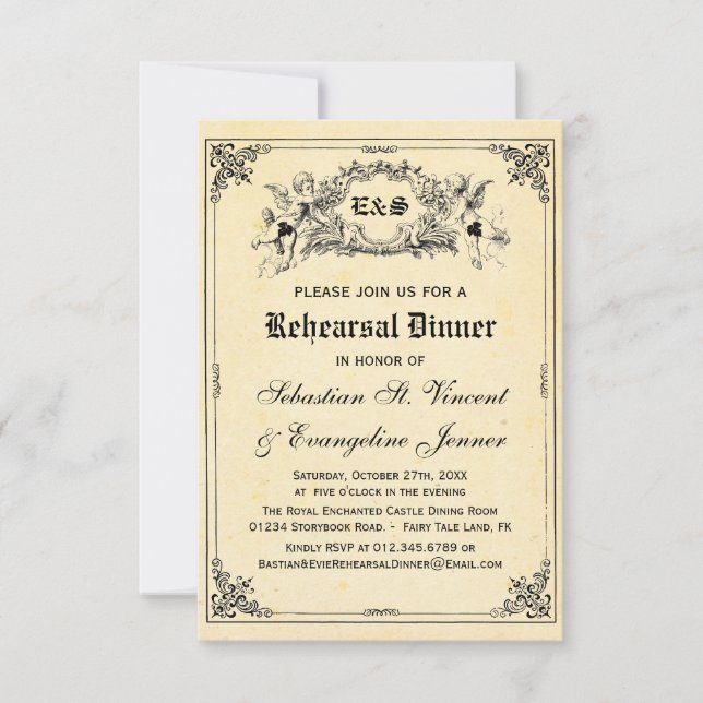 Invitation Dîner de répétition Mariage du livre de fée (Devant)