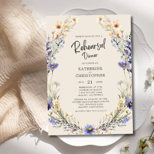 Invitation Dîner de répétition Mariage Dusty Blue Fleur sauva