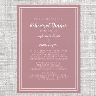 Invitation Dîner de répétition mariage Dusty Rose Moderne Sim