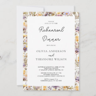 Invitation Dîner de répétition Mariage élégant violet