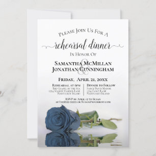 Invitation Dîner de répétition Mariage en acier bleu Dusty