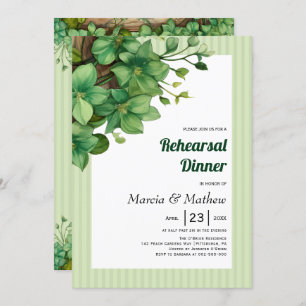 Invitation Dîner de répétition mariage en bois de verdure et 