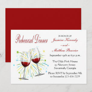Invitation Dîner de répétition Mariage en Bourgogne rouge Vin