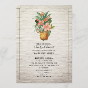 Invitation Dîner de répétition Mariage en brique d'ananas flo
