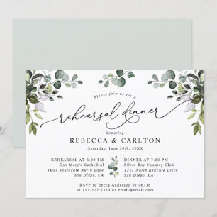 Invitation Dîner de répétition Mariage Eucalyptus Green
