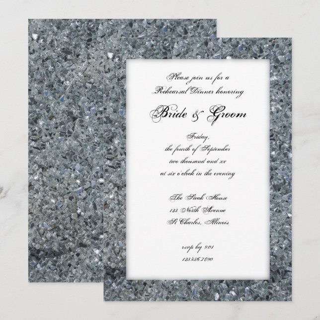 Invitation Dîner de répétition Mariage Faux Sparkle Invitatio (Devant / Derrière)