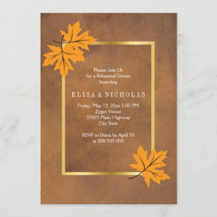 Invitation Dîner de répétition mariage feuille brun d'érable 