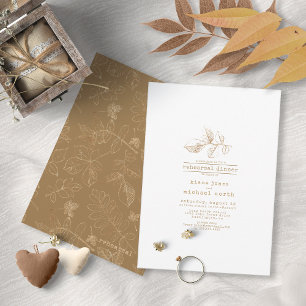Invitation Dîner de répétition Mariage Feuille d'or ID655