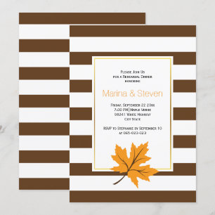 Invitation Dîner de répétition mariage feuilles et rayures de