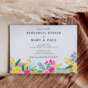 Invitation Dîner de répétition mariage fleuri au printemps gr